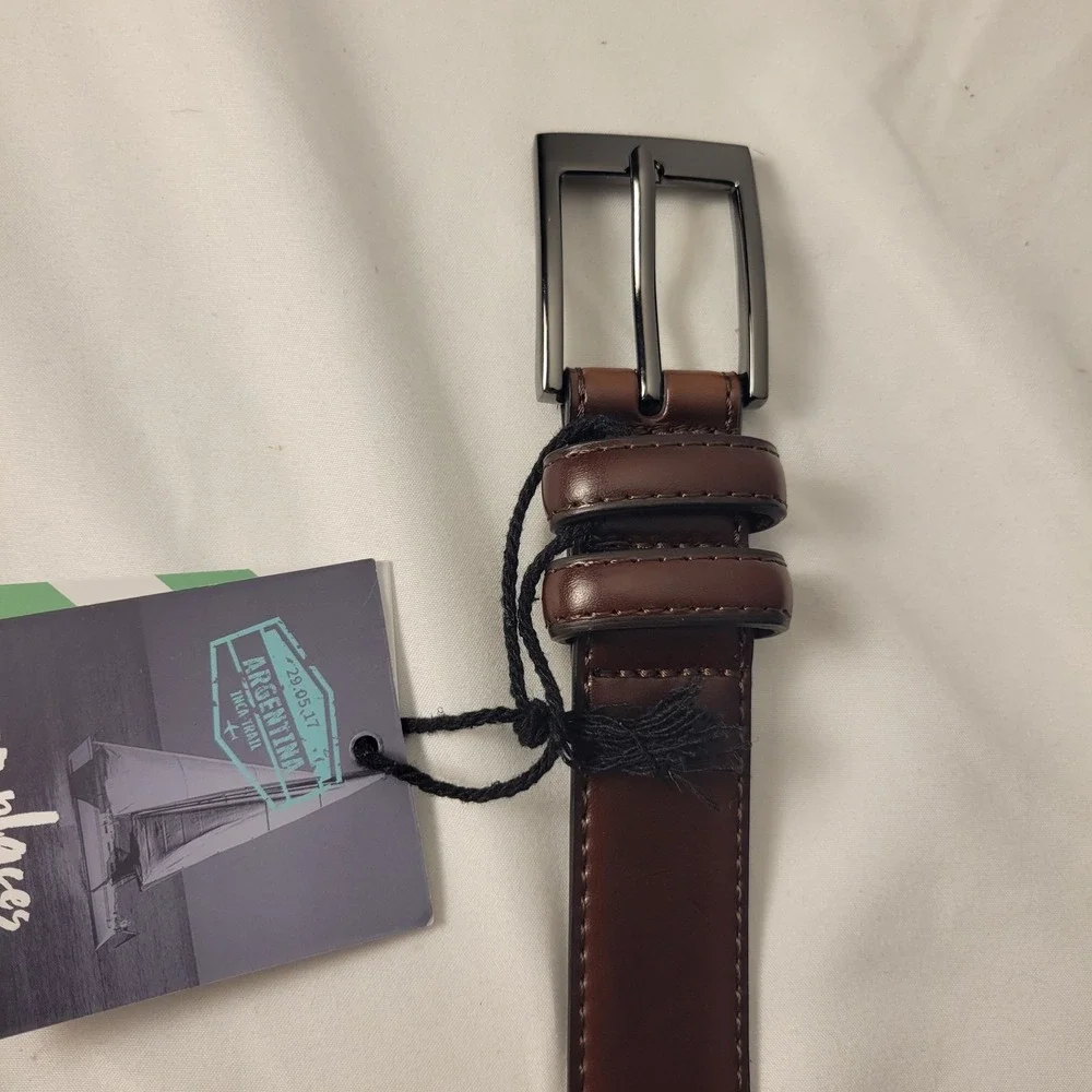Mio Marino Leather Belt Mens 30 Mahogany Burnt Umber Classy Prong B84N-86-MBU302
